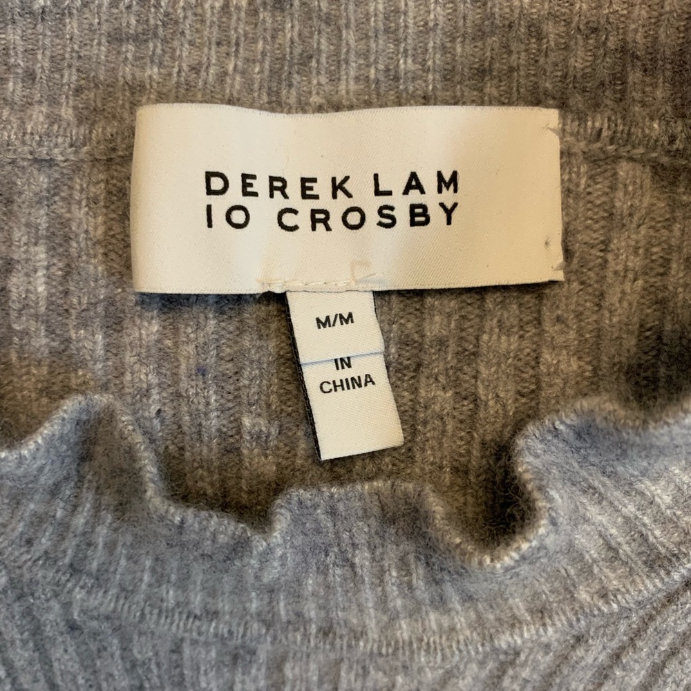 Derek Lam 10 Crosby Ribbed Ruffle Grey Sweater - Picture 6 of 7